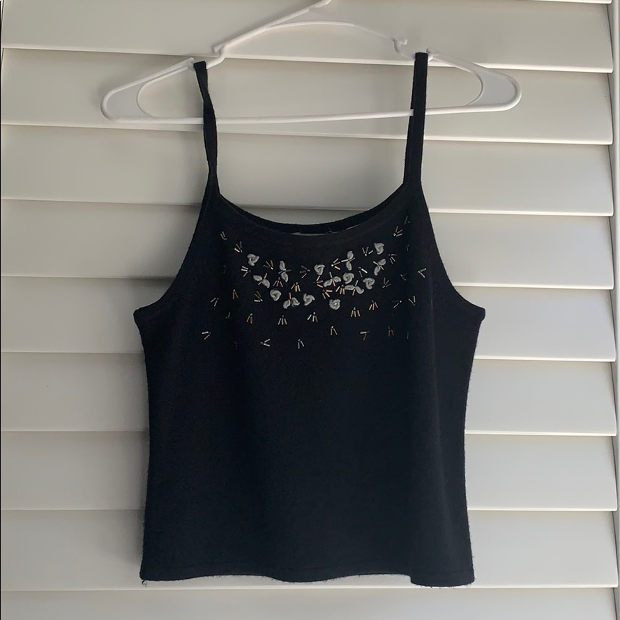 Black Beaded Sweater Tank Top